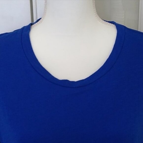NWOT A.N.A High Low Blue Long Sleeve Sheer Back Top - Picture 4 of 10